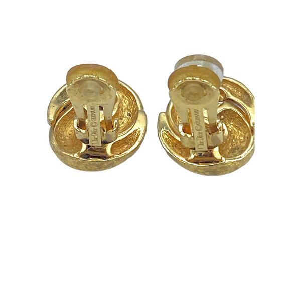 Authentic Christian Dior Gold-Tone Clip-On Earrings - Picture 7 of 9